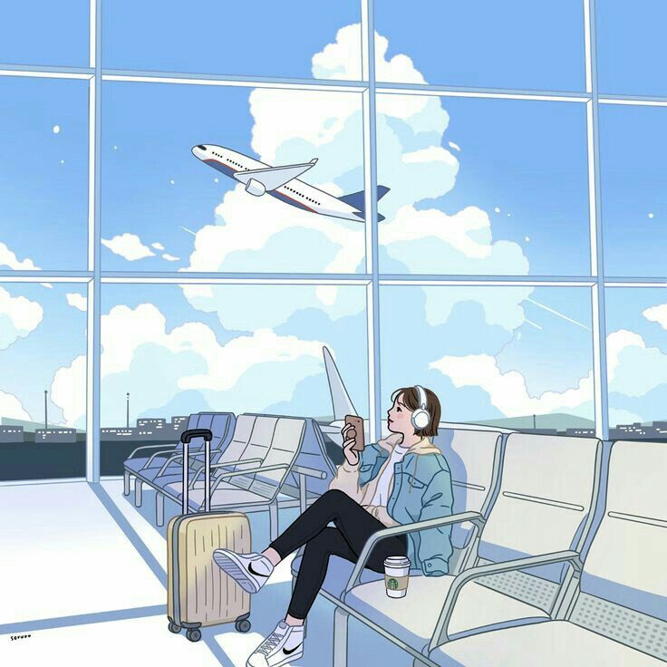 Waiting at an airport