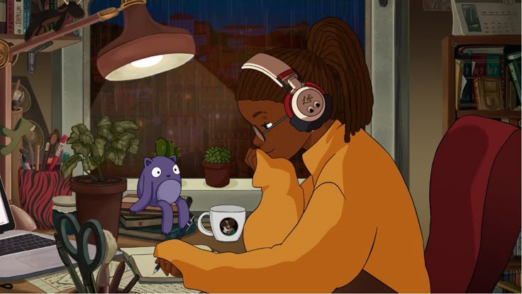 Lofi girl writing